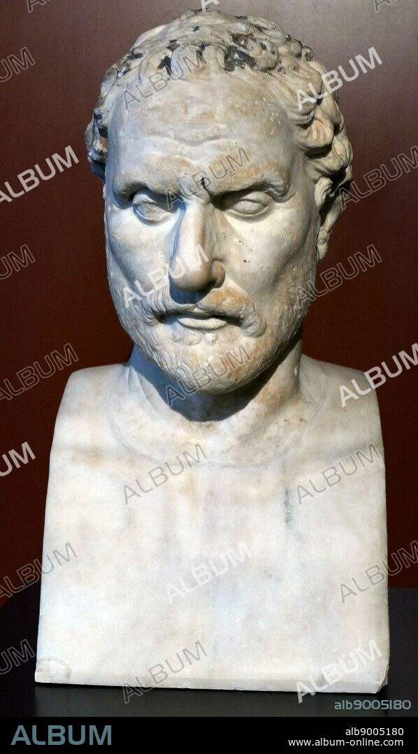 Marble portrait of the Athenian orator Demosthenes (384-322 BCE).