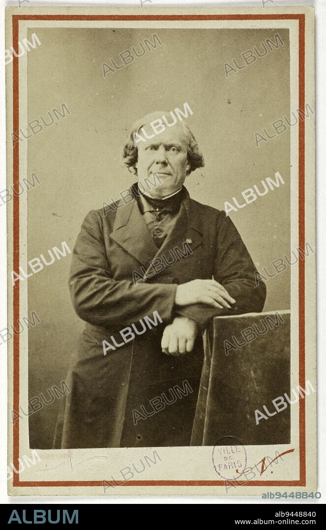 Portrait of Lacroix Paul, (known as Le Bibliophile Jacob), (1806-1884), (literary, scholar, curator of the Arsenal library), Atelier Nadar, Photographer, Between 1860 and 1890, 2nd half of the 19th century, Photography, Graphic arts, Photography, Albumen paper print, Dimensions - Work: Height: 8.9 cm, Width: 5.5 cm, Dimensions: Height: 10.3 cm, Width: 6.5 cm.