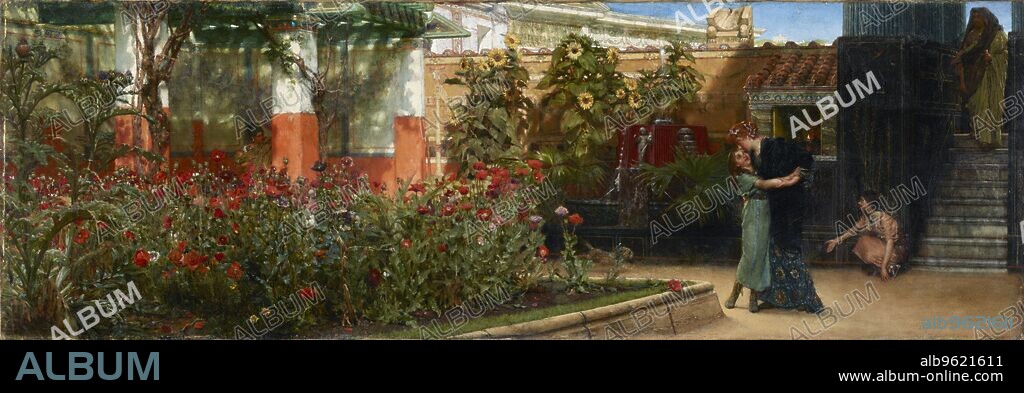 SIR LAWRENCE ALMA-TADEMA. A Hearty Welcome, pre 1878. Dimensions: height x width x depth: 30 x 91 cm.