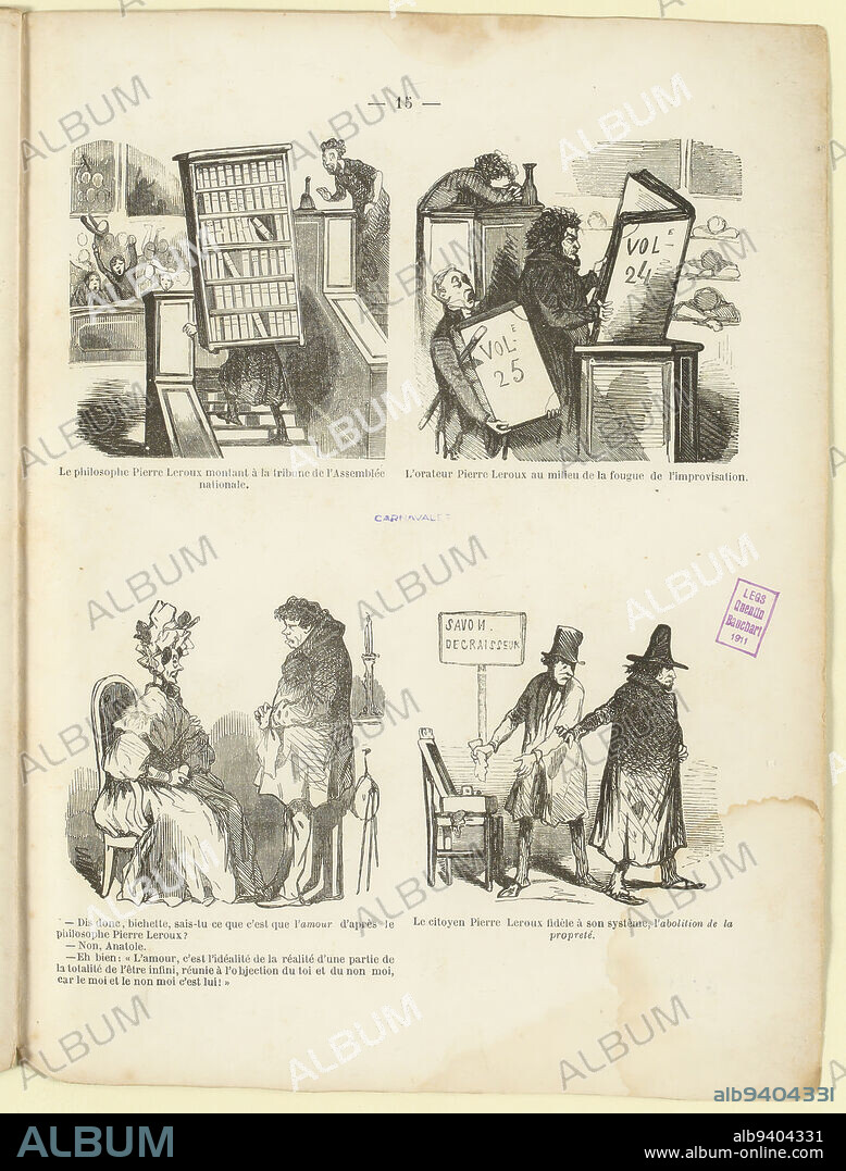 The philosopher Pierre Leroux ascending the rostrum of the National Assembly. [...] / 15, Cham (Amédée Charles de Noé, dit), Draftsman-lithographer, Printing Lange, Lévy and Cie, Printer-lithographer, In 1848, Print, Graphic arts, Print, Lithography, Dimensions - Work: Height: 24 cm, Width: 18 cm.