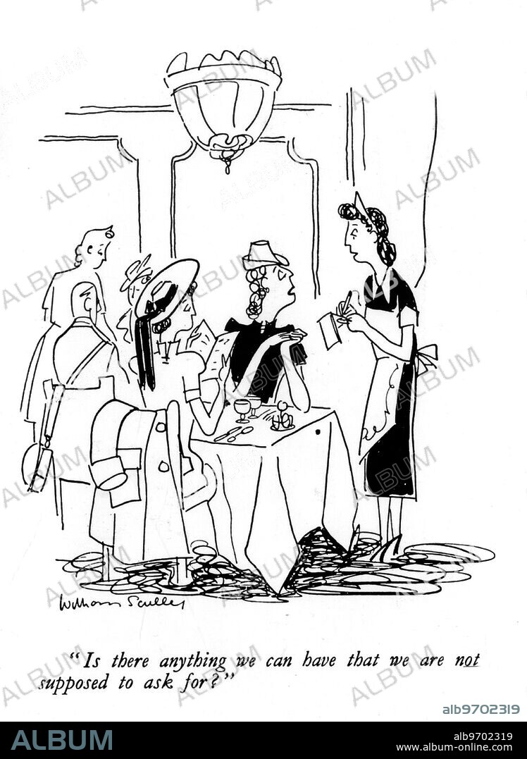British World War II cartoon. "Is there anything we can have that we are not supposed to ask for?".