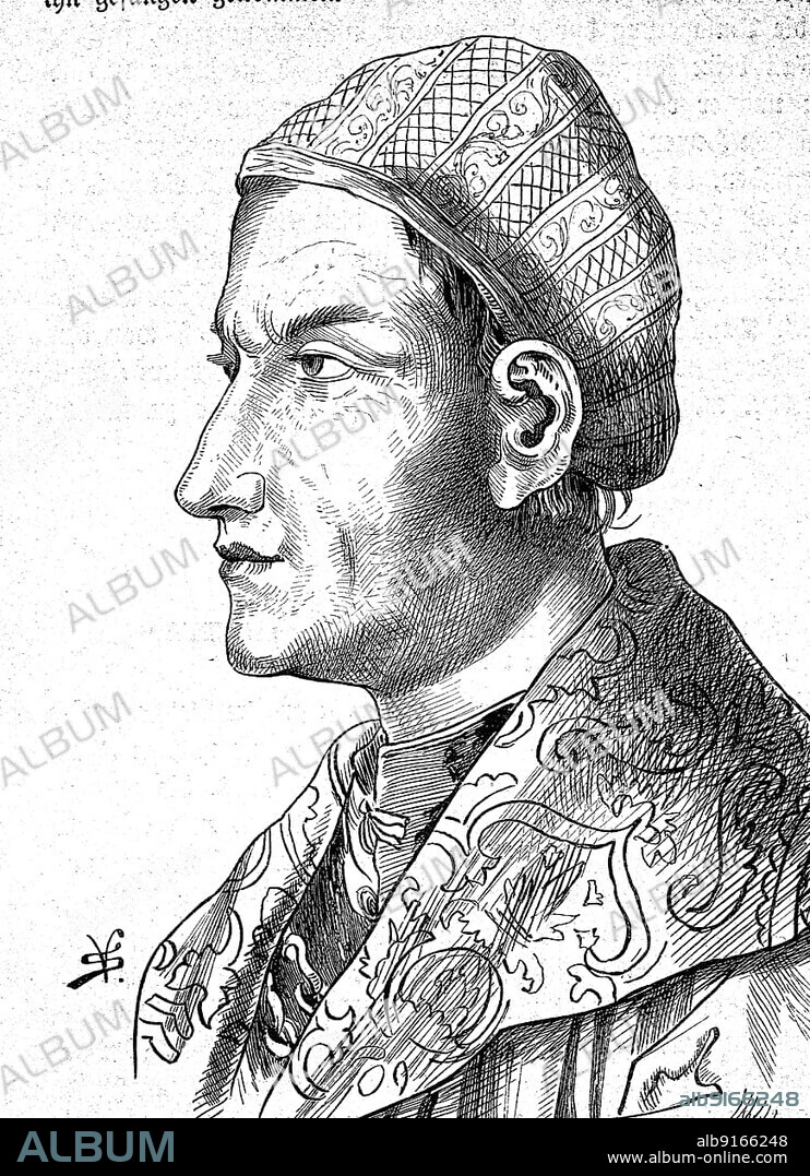 Sebastian von Rotenhan (born c. 1478) (died 1534) was a German knight, cartographer and humanist, Historical, digitally restored reproduction of a 19th century original, exact original date unknown.