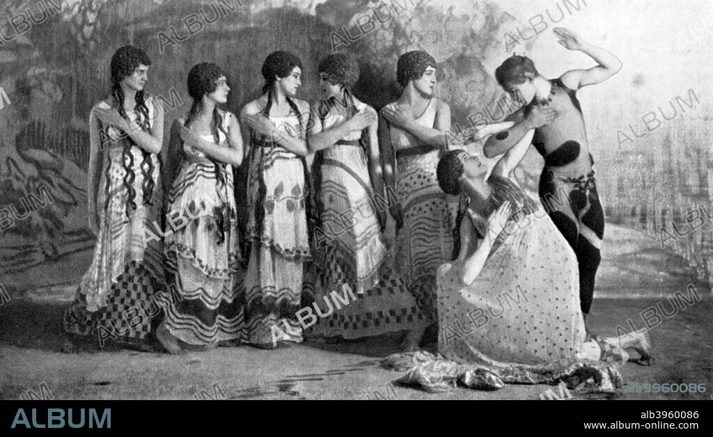Vaslav Nijinsky, Russian ballet dancer, in L'Apres-midi d'un Faune, 1912. Nijinsky (1889-1950) also choreographed the ballet.