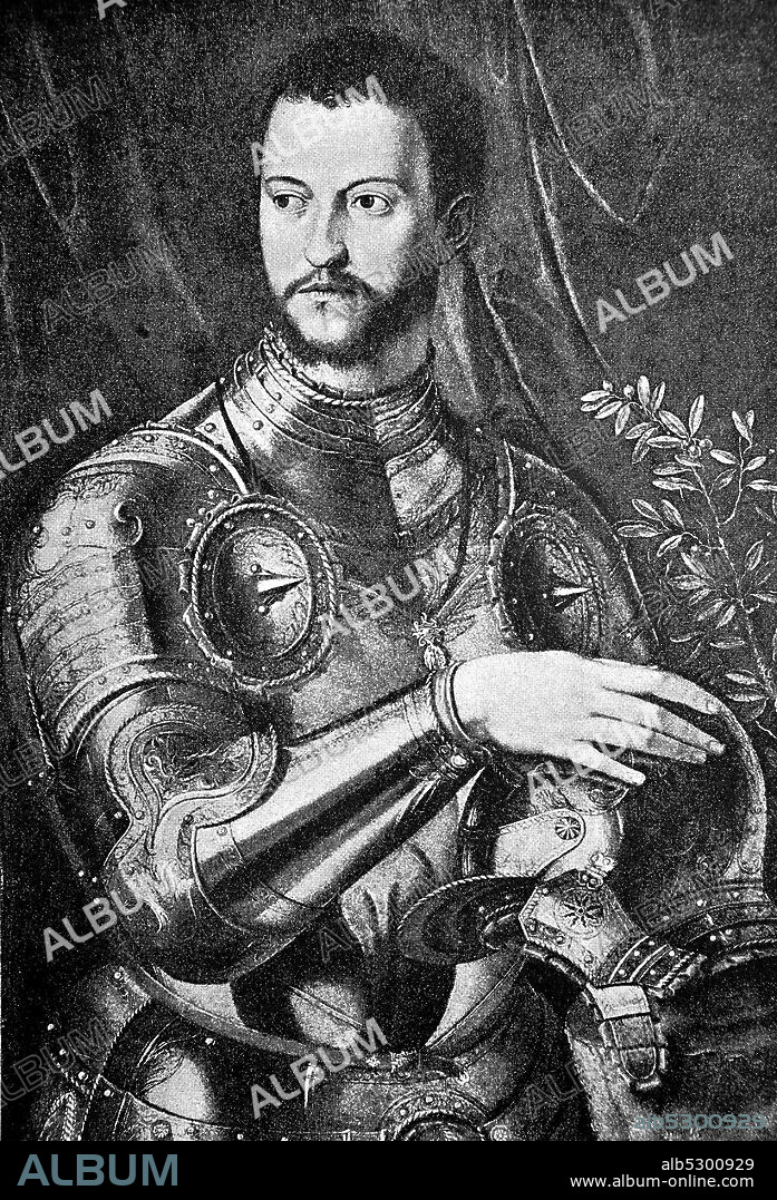 Cosimo de’ Medici, geboren 10. April 1389 in Florenz, gestorben 1. August 1464, Staatsmann, Bankier und Mäzen  /  Cosimo di Giovanni de' Medici, called the Elder, 27 September 1389 – 1 August 1464, was an Italian banker and politician, Historisch, digital improved reproduction of an original from the 19th century / digitale Reproduktion einer Originalvorlage aus dem 19. Jahrhundert.