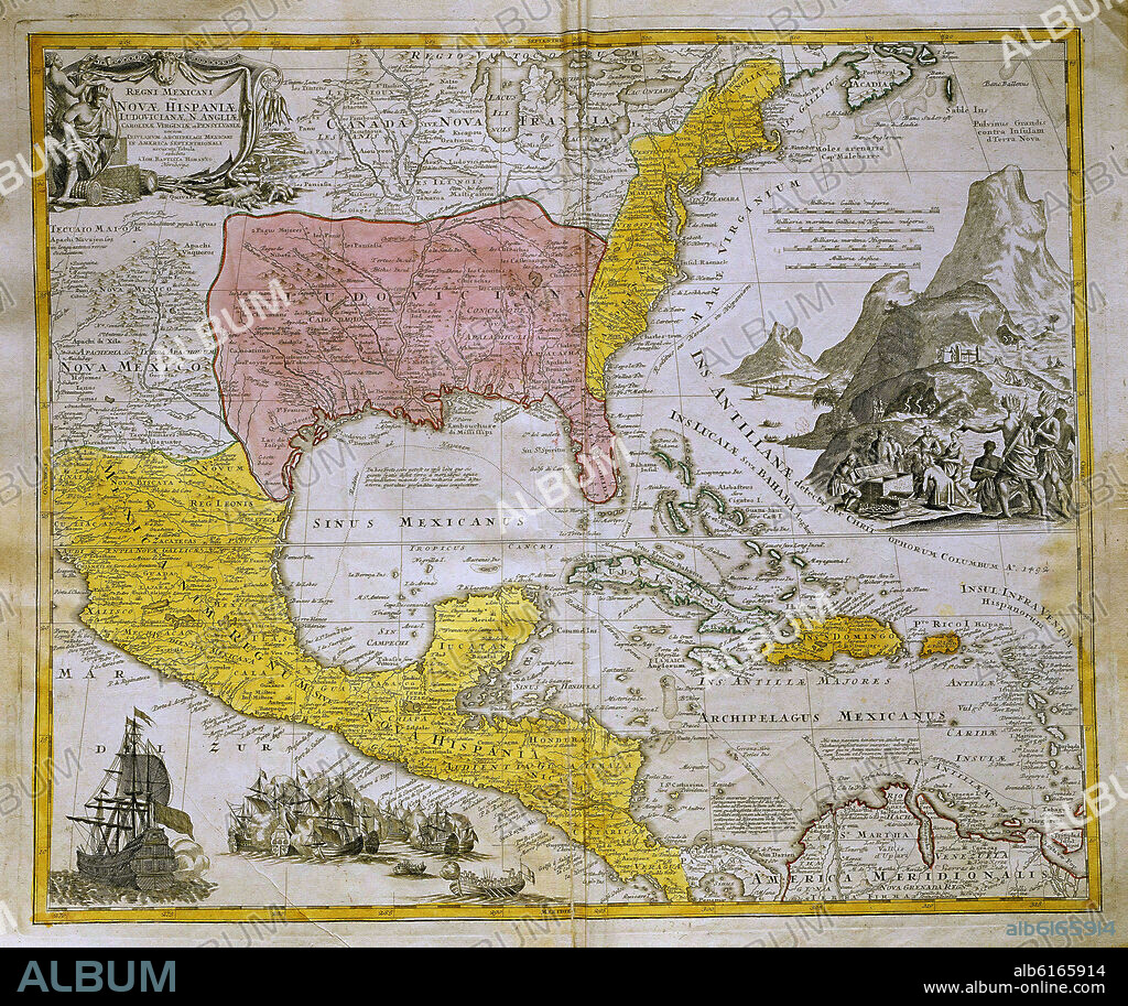 JOHANN BAPTIST HOMANN. REGNI MEXICANI NOVA HISPANIAE - 1740.