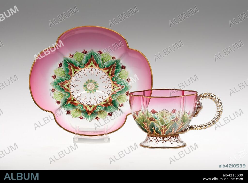 J. & L. LOBMEYR. Demitasse Cup and Saucer. Austria, Vienna; J.L. Lobmeyr (Austrian, founded 1823). Date: 1883-1893. Dimensions: Cup: 5.4 x 7.3 cm (2 1/8 x 2 7/8 in.); Saucer: 13 x 13.2 cm (5 1/8 x 5 3/16 in.). Glass. Origin: Vienna.