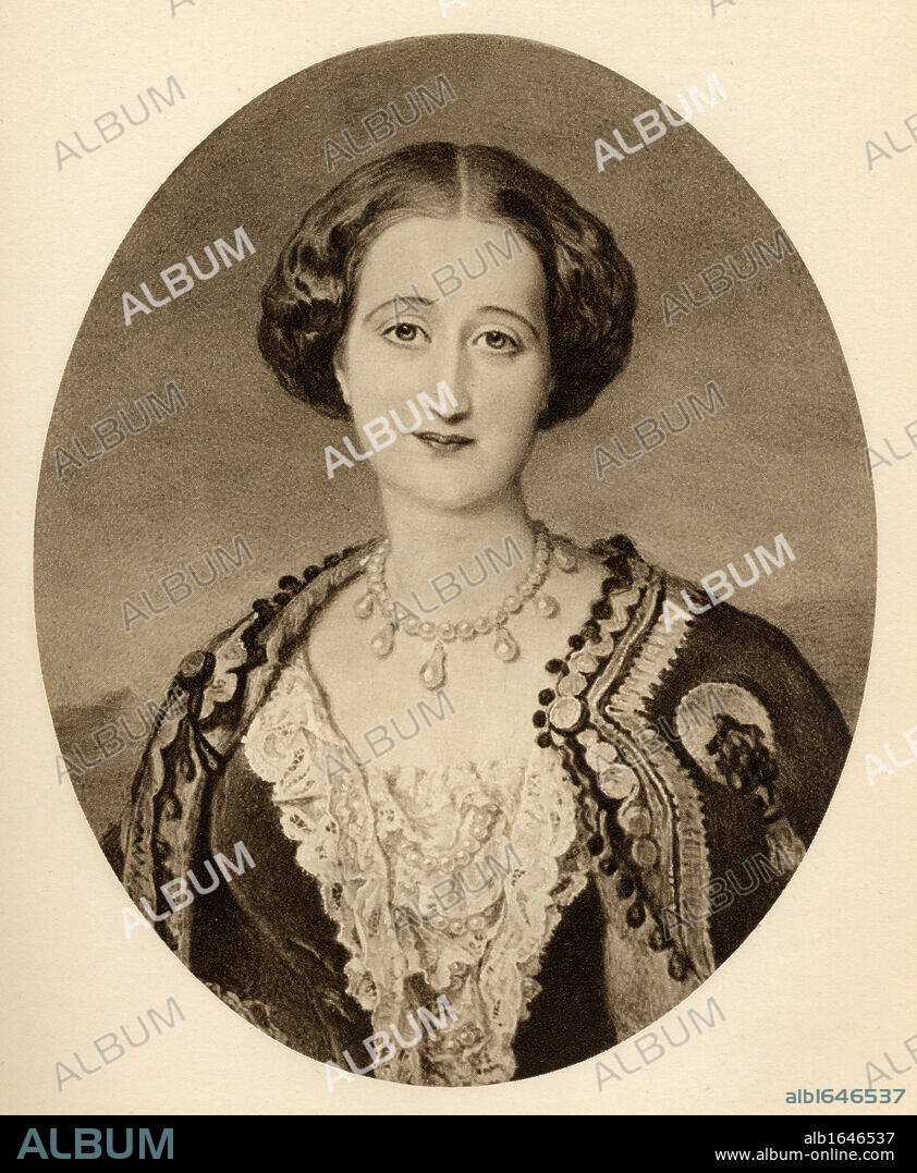Maria Eugenia Ignacia Augustina Palafox de Guzman Portocarrero & Kirkpatrick 9th Countess of Teba 1826-1920. Empress Eugenie Consort of France wife of Napoleon III From the miniature by Sir W.K.Ross at Windsor Castle.From the book 'The Letters of Queen Victoria 1854-1861 Vol III' published 1907.