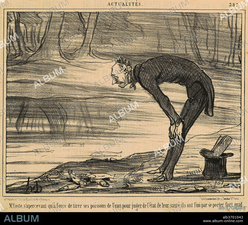 HONORE DAUMIER. M. Coste, s'apercevant qu'a force de tirer. Dated: 19th century. Medium: lithograph.