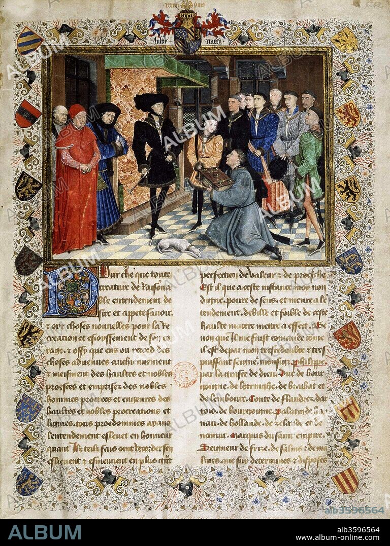 ROGIER VAN DER WEYDEN. Jean Wauquelin presenting his "Chroniques de Hainaut" to Philip the Good.