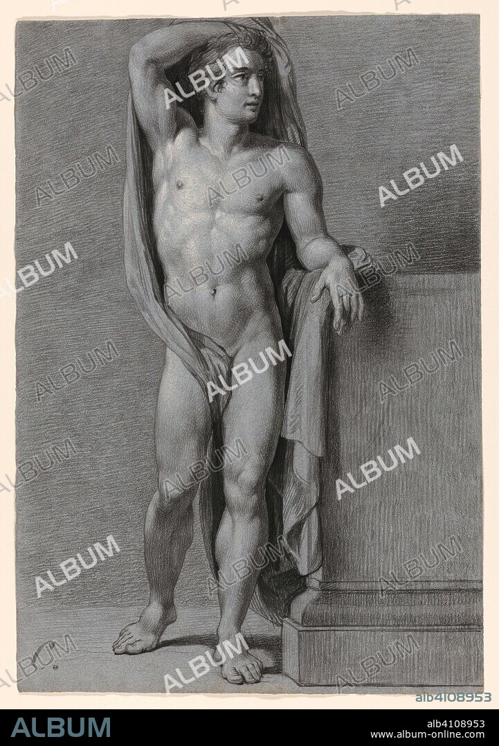 Standing male naked, seen from the front. Draughtsman: anonymous. Draughtsman: A. Waterloo (attributed to). Dating: c. 13-Mar-1827. Measurements: h 545 mm × w 373 mm.
