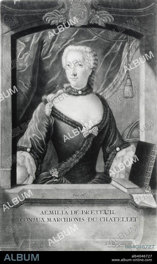 Émilie du Châtelet, 18th century French mathematician, physicist, and author. A prominent figure of the Enlightenment, Émilie du Châtelet (1706-1749) produced a translation of Isaac Newton's Principia Mathematica that is still the standard version in French. Voltaire, who was one of her lovers, declared that du Châtelet was a great man whose only fault was being a woman.