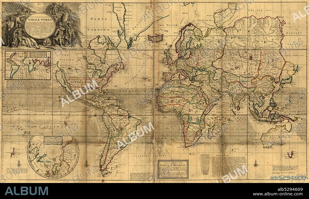 World map by Herman Moll (1654 – September 22, 1732).