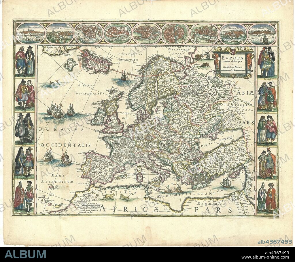 Map, Evropa recens descripta à Guilielmo Blaeuw, Willem Jansz Blaeu (1571-1638), Copperplate print.