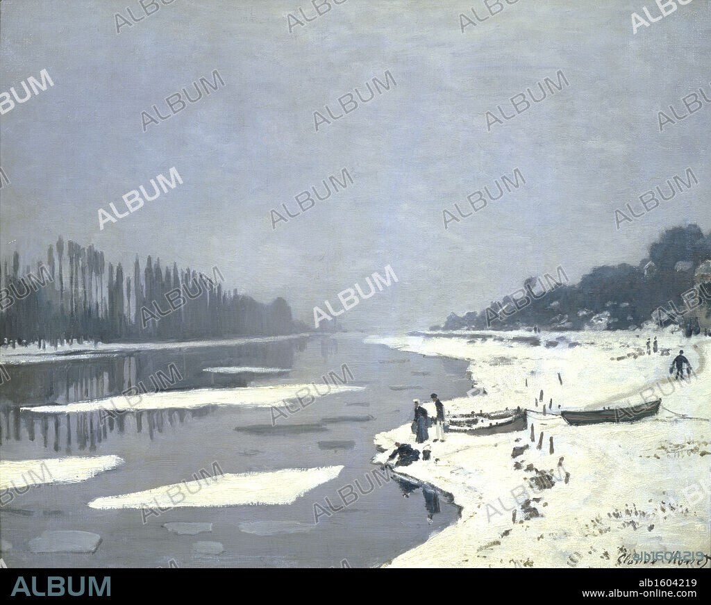 Ice Floes on the Seine at Bougival   (Glacons Sur la Seine a Bougival)   c. 1864   Claude Monet (1840-1926/French)   Musee d'Orsay, Paris.