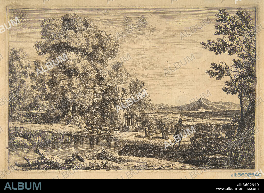 CLAUDE LORRAIN (CLAUDE GELLÉE). Rebecca and Eliezer. Artist: Claude Lorrain (Claude Gellée) (French, Chamagne 1604/5?-1682 Rome). Dimensions: sheet: 5 3/8 x 7 7/8 in. (13.7 x 20 cm)
plate: 4 3/4 x 7 9/16 in. (12.1 x 19.2 cm). Date: ca. 1638-41.