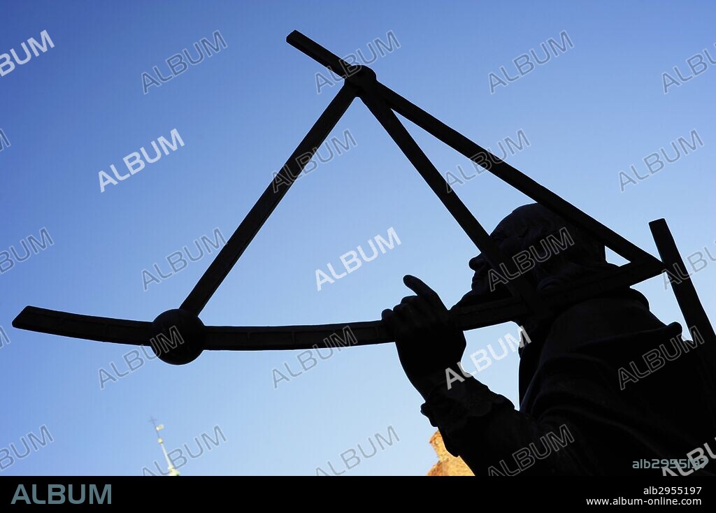 Johannes Hevelius (1611-1687). Astronomer. Monument in modern Gdansk, 2006. Designed by Jan Szczypka (b. 1962). Backlighting. Poland.