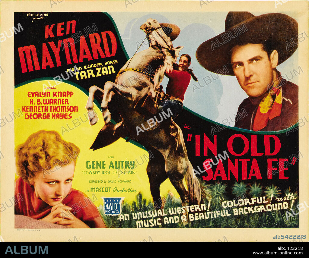 EVALYN KNAPP and KEN MAYNARD in IN OLD SANTA FE, 1934, directed by DAVID HOWARD and JOSEPH KANE. Copyright Mascot Pictures.