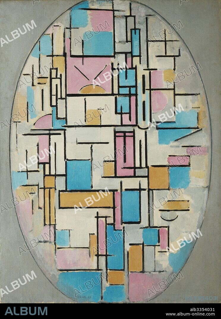 PIET MONDRIAN. Composition in Oval with Color Planes 1.