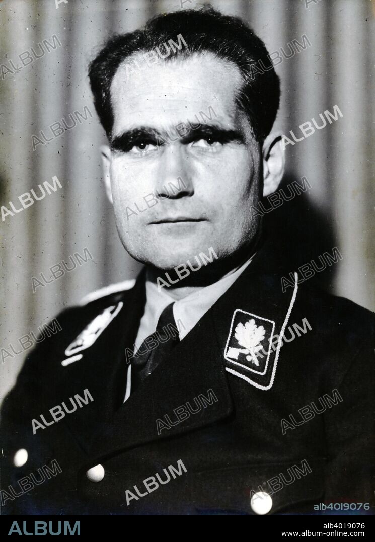 Rudolf Hess, Nazi Deputy Leader, World War II, c1941. Pictured shortly before his flight to Scotland. Hess (1894-1987) was appointed Adolf Hitler's deputy shortly after the Nazis came to power in 1933. In 1941, just before the German invasion of the Soviet Union, he flew to Scotland, ostensibly to begin peace negotiations with the British government. His plane crash landed near Eaglesham, Renfrewshire and he was arrested and spent the rest of the war as a POW. Found guilty of war crimes at the Nuremberg Trials in 1946, Hess spent the rest of his life in Spandau Prison in Berlin.