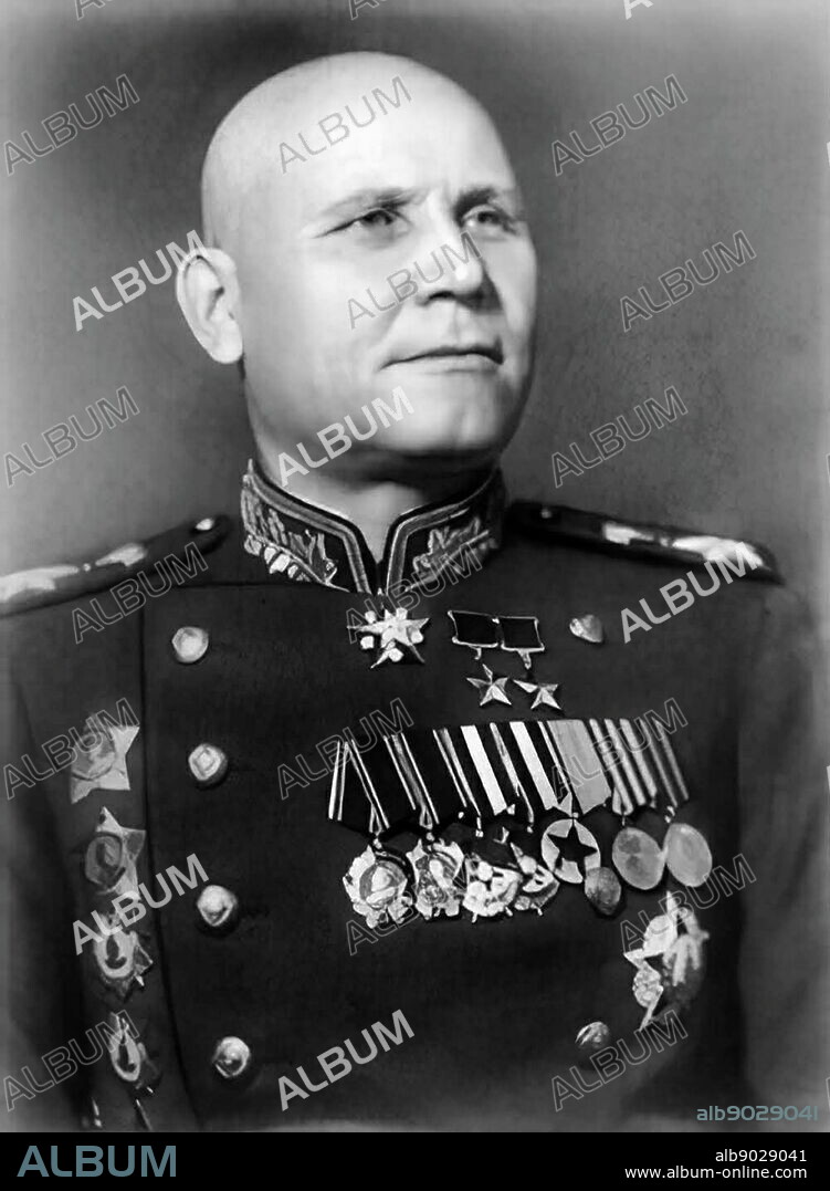 Ivan Stepanovich Konev (1897 - 1973) Soviet general and Marshal of the Soviet Union who led Red Army forces on the Eastern Front during World War II, responsible for taking much of Axis-occupied Eastern Europe.