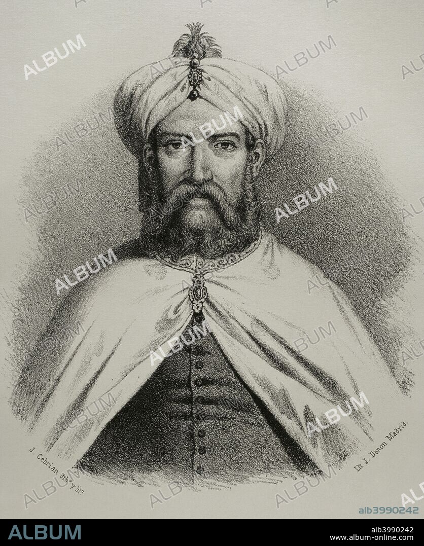 Leo V or Levon V (1342-1393). King of Armenia ,1374-1393. House of Lusignan. Drawing by Jose Cebrian (1839-1904). Lithography. Cronica General de Espa–a, Historia Ilustrada y Descriptiva de sus Provincias. Catalonia. 1866.
