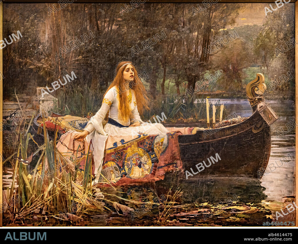 "The Lady of Shalott", 1888 by John William Waterhouse (1849 - 1917); oil painting on canvas. The subject is based on the poem by Alfred Tennyson of the same name.