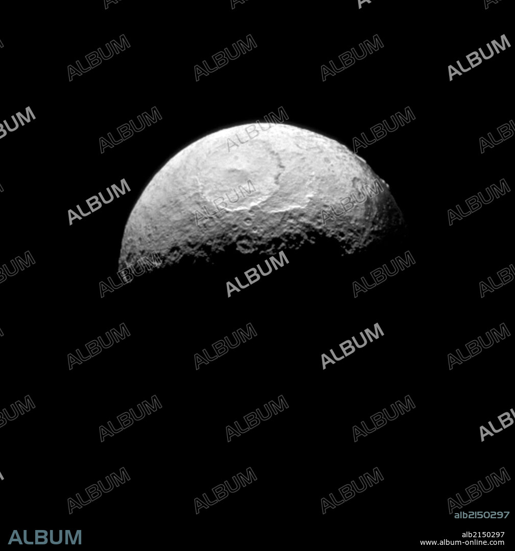 The Cassini spacecraft takes one of its last good looks at Iapetus, a Saturnian moon. (Photo by: Universal History Archive/UIG via Getty Images).