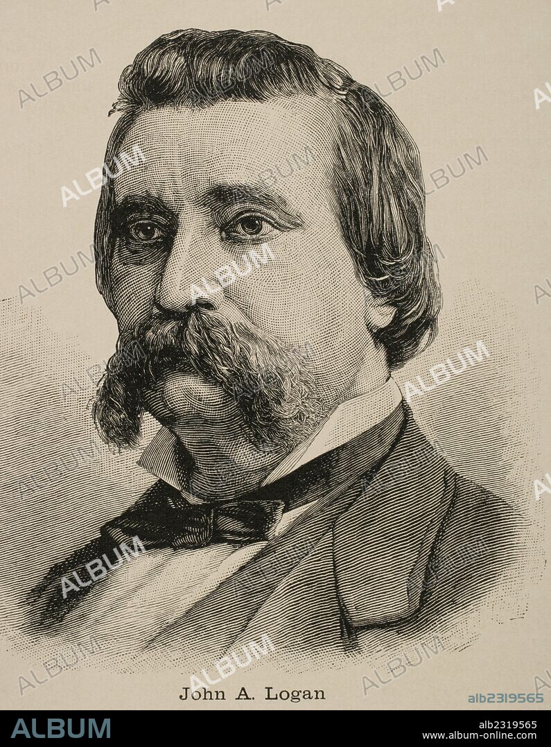 John A. Logan (1826-1886). Amerian soldier and political leader. Served in Mexican-Amerian War and America Civil War (Union Army). United States Senator from Illinois. Engraving.