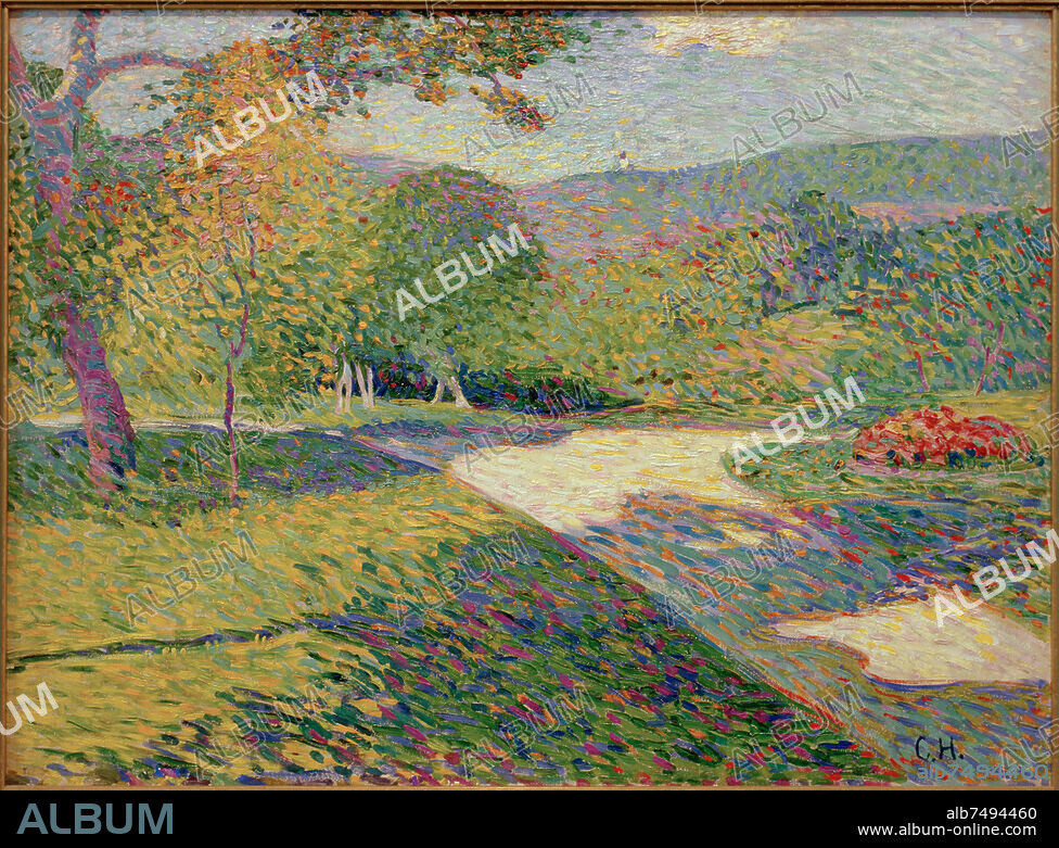 CURT HERRMANN. Herrmann, Curt 1854-1929. "Sommerlicher Parkweg mit Blick auf das Wiesenttal", um 1903. Öl auf pappe, 46,7 × 72,3 cm.
