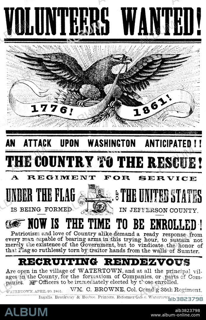 American Civil War Recruitment Poster, 1861