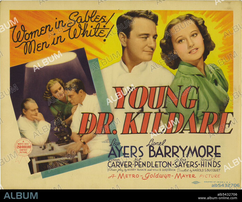 LEW AYRES y LYNNE CARVER en EL JOVEN DR. KILDARE, 1938 (YOUNG DR. KILDARE), dirigida por HAROLD S. BUCQUET. Copyright Metro-Goldwyn-Mayer (MGM).