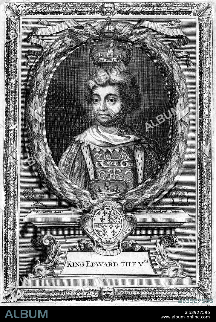 Portrait of Edward V of England (1470-1483) who came to the throne at the age of twelve. Edward was king from 9 April 1483 until his deposition two months later. His uncle, Richard, Duke of Gloucester, had Edward and his younger brother Richard, Duke of York, imprisoned in the Tower of London where they were probably murdered.