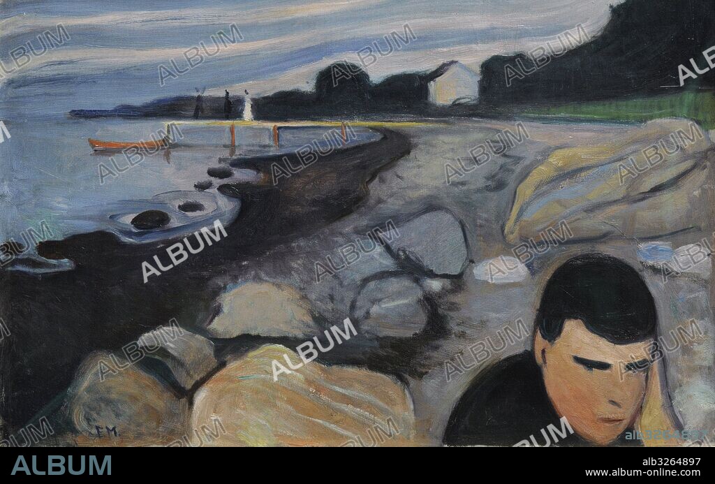 Edvard Munch (1863-1944). Pintor noruego. Melancolía, 1892. Galería Nacional. Museo Nacional de Arte, Arquitectura y Diseño. Oslo. Noruega.