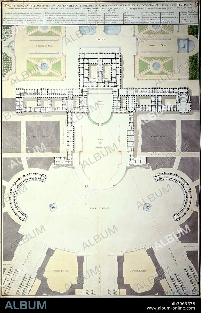 Plans for the transformation of Versailles, France, 1780. From the Architecture Department, Chateau de Versailles, France.