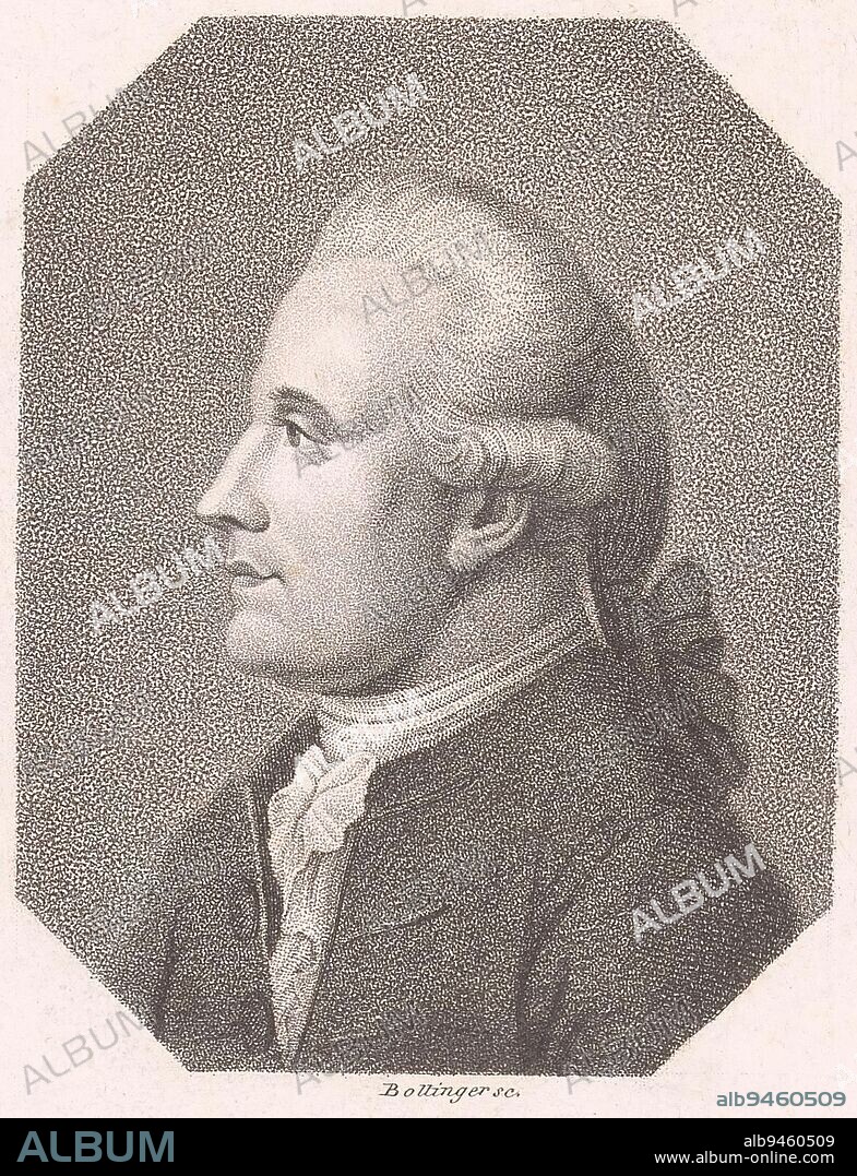 Portrait of Johann Georg, Ritter von Zimmermann Portraits of famous people Bildnisse der ber, print maker: Friedrich Wilhelm Bollinger, (mentioned on object), publisher: gebroeders Schumann, (mentioned on object), print maker: Berlin, publisher: Zwickau, 1812 - 1832, paper, h 184 mm - w 123 mm.