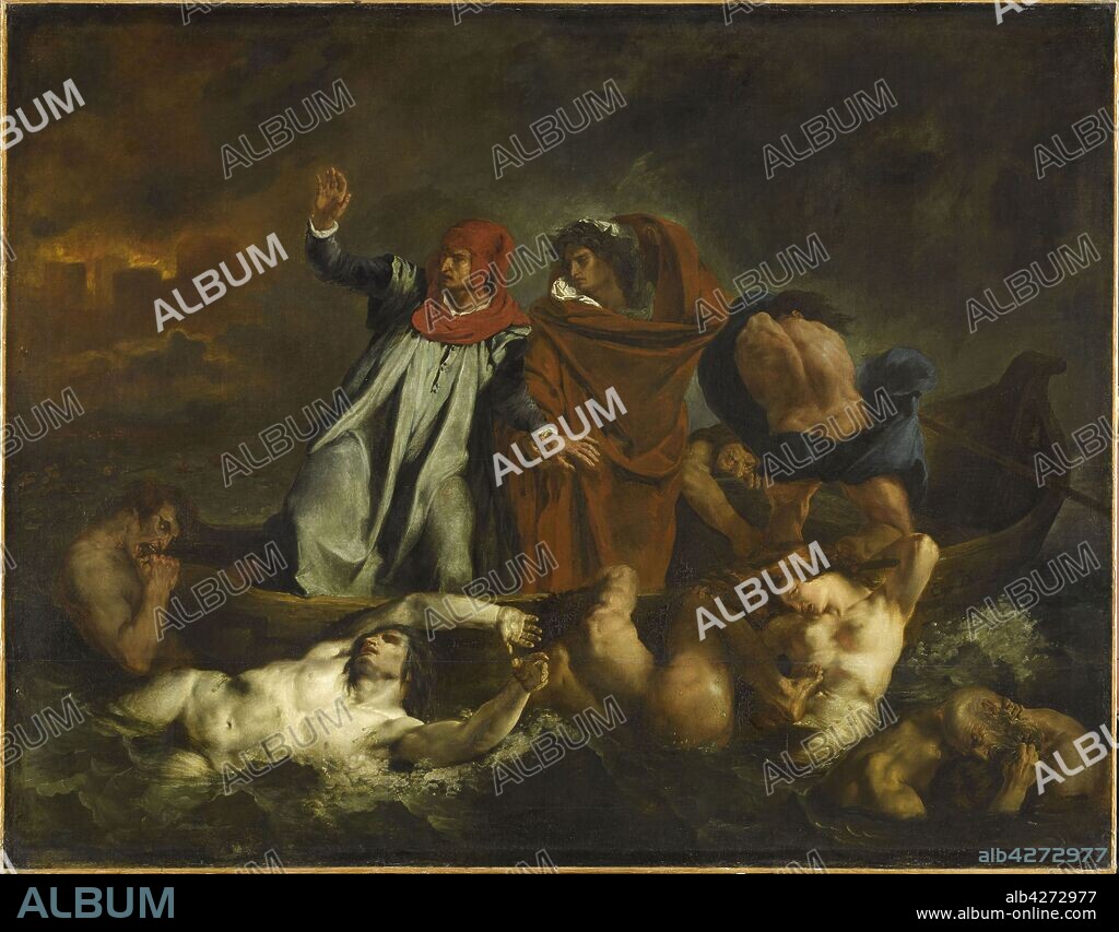 EUGENE DELACROIX. Dante and Virgil in hell. The Barque of Dante.