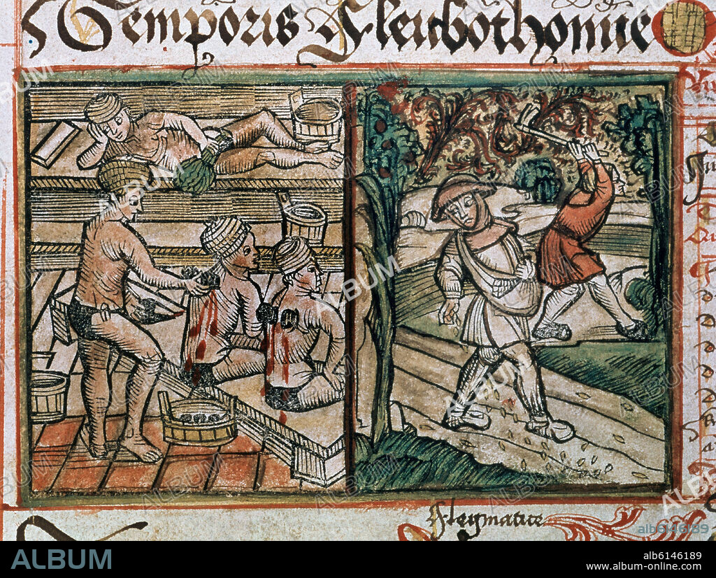 PAGINA MINIADA DE LIBRO DE MEDICINA (SANGRIA Y AGRICULTORES) 1498/1503.