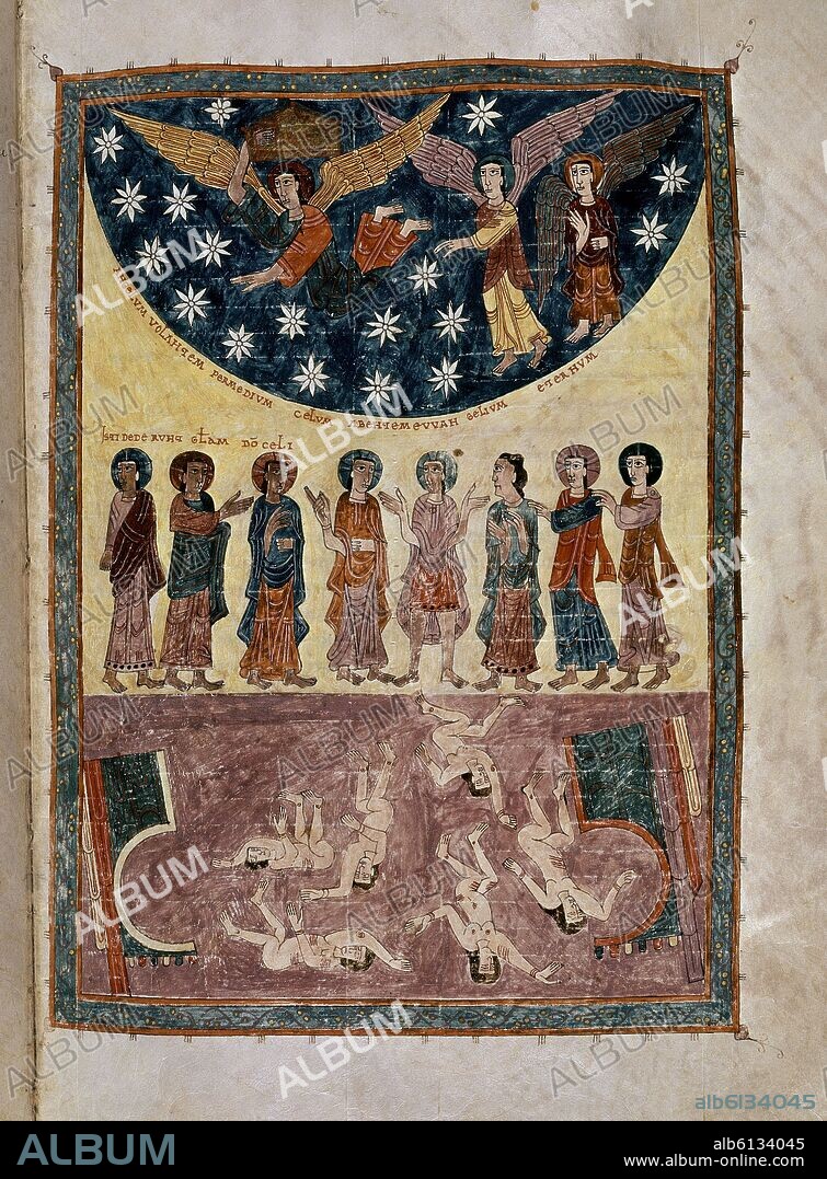 BEATO DE LIEBANA. BEATO DE SAN SALVADOR DE TABARA, EL ANGEL CON EL EVANGELIO ETERNO Y LA CAIDA DE BABILONIA, 975- COMENTARIOS AL APOCALIPSIS-MOZARABE  F.192R.