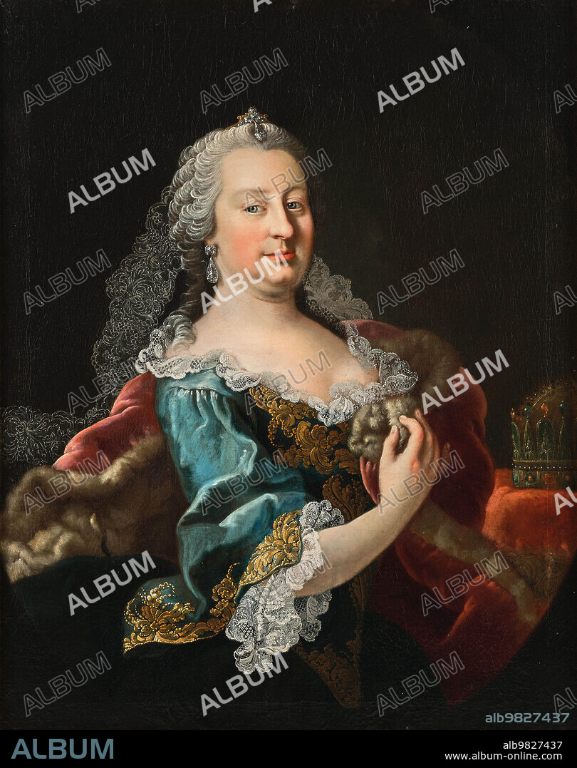 JOHANN MICHAEL MILLITZ. Portrait of Empress Maria Theresia of Austria (1717-1780) with the Holy Crown of Hungary.