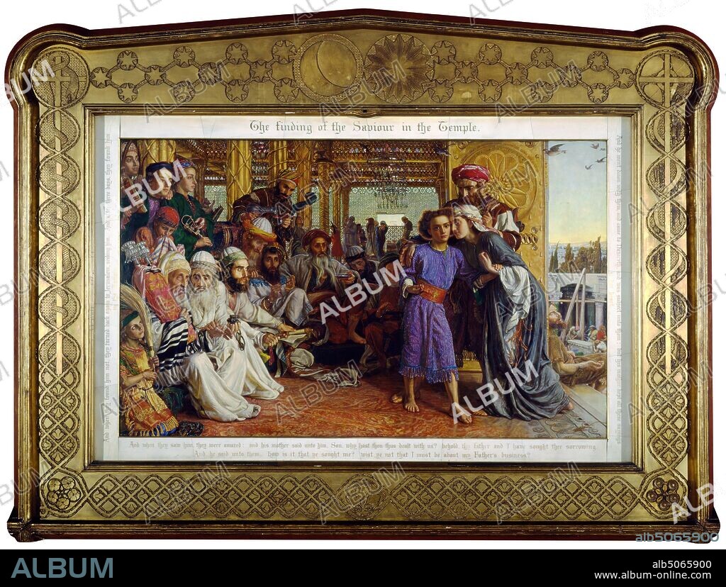 The Finding of the Saviour in the Temple, 1854-55 Artist: William Holman Hunt, Art Movement, Pre-Raphaelite, 19th Century, Oil Painting, Religion, Judaism, Religion, Christian, Jesus, Virgin Mary, Bible.