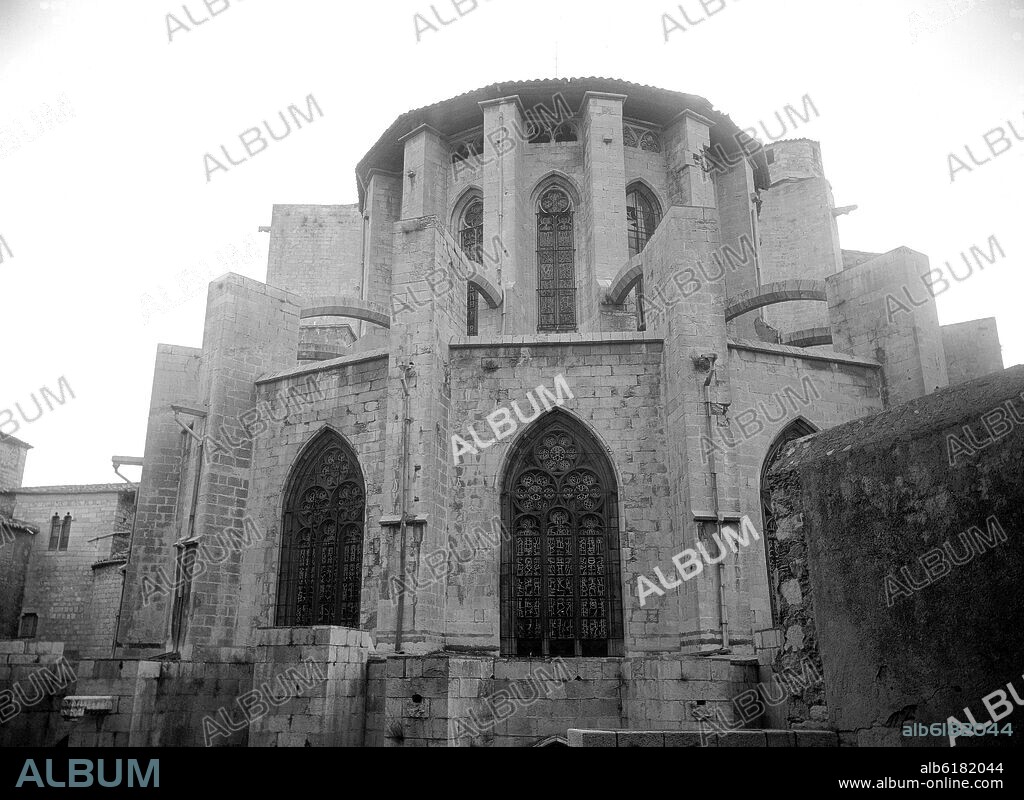 ABSIDE DE LA CATEDRAL DE GERONA - SIGLO XIV - GOTICO CATALAN -FOTOGRAFIA EN BLANCO Y NEGRO - AÑOS 40.
