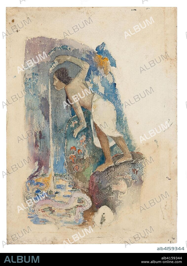 Pape moe. Paul Gauguin; French, 1848-1903. Date: 1893-1894. Dimensions: 354 × 255 mm. Watercolor, with black fabricated chalk, pen and brown ink (originally purple) and touches of brush and black ink on heavily textured ivory wove paper. Origin: France.