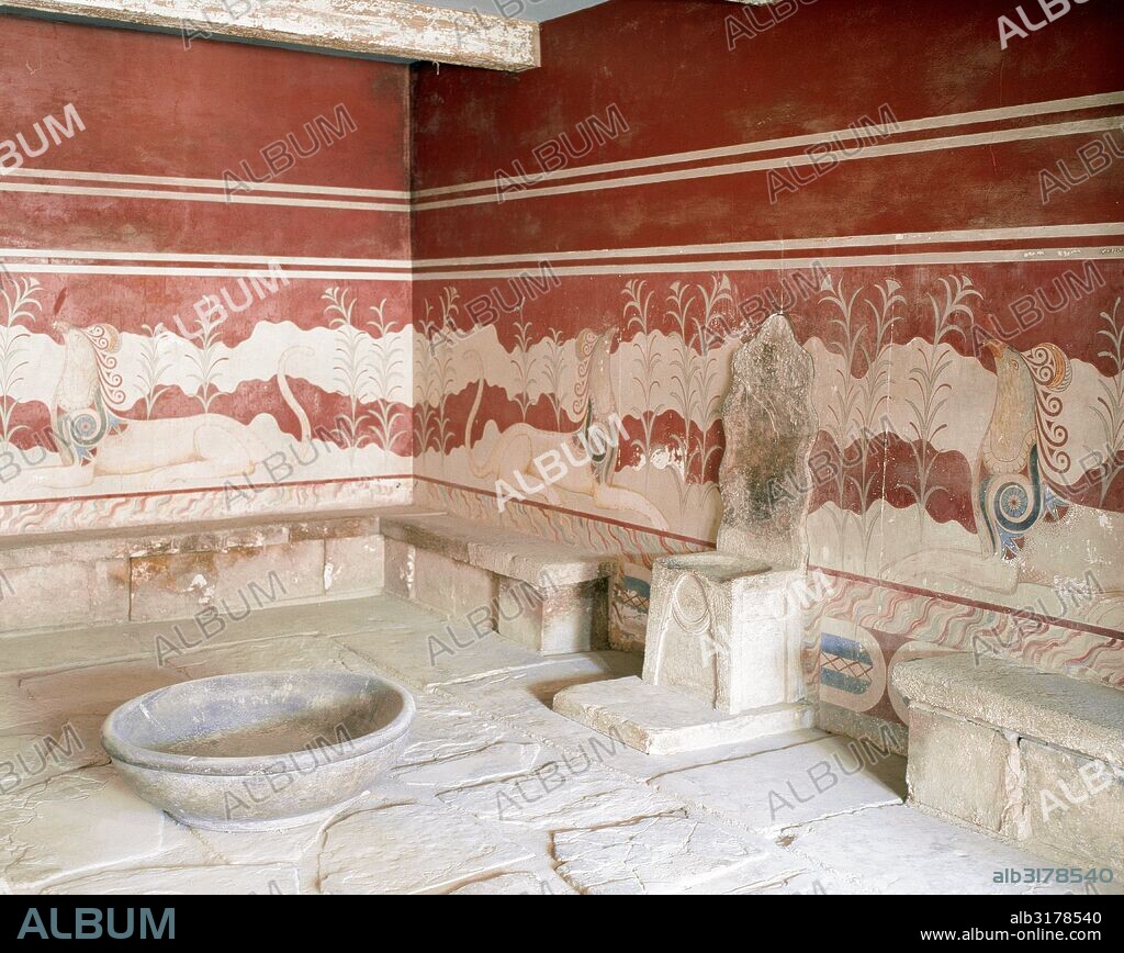 Greece, Crete. Palace of Knossos (1700-1450 BC). Throne Room, 15th century BC.