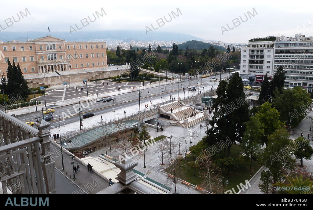 Parliament House (Old Royal Palace) the Hellenic Parliament building, Syntagma square, Athens, Greece. Built between 1836 - 1842. Designed by the German architect Friedrich von Gartner.
