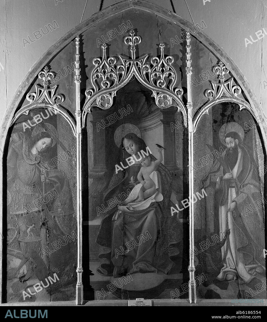 ANONIMO SIGLO XVI. VIRGEN CON EL NIÑO - SIGLO XVI - ESCUELA SEVILLANA - FOTOGRAFIA EN BLANCO Y NEGRO - AÑOS 60.