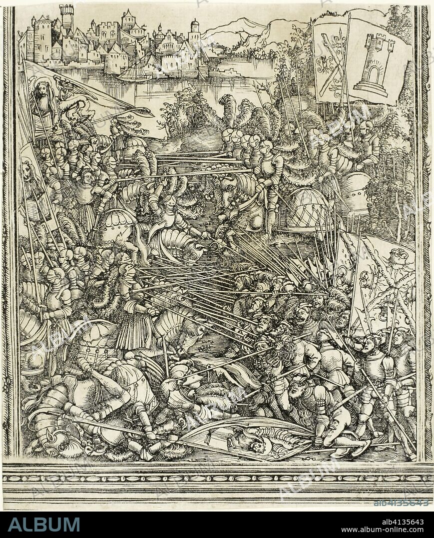 SCHOOL OF ALBRECHT DÜRER. The War with Venice, from The Triumphal Arch of Maximilian I. School of Albrecht Dürer (German, 1471-1528); probably Hans Springinklee (German, c. 1495-1522); possibly Wolf Traut (German, c. 1480-1520); printed by Hieronymus Andreae (German, died 1556). Date: 1515-1517. Dimensions: 190 x 161 mm. Woodcut in black on ivory laid paper. Origin: Germany.