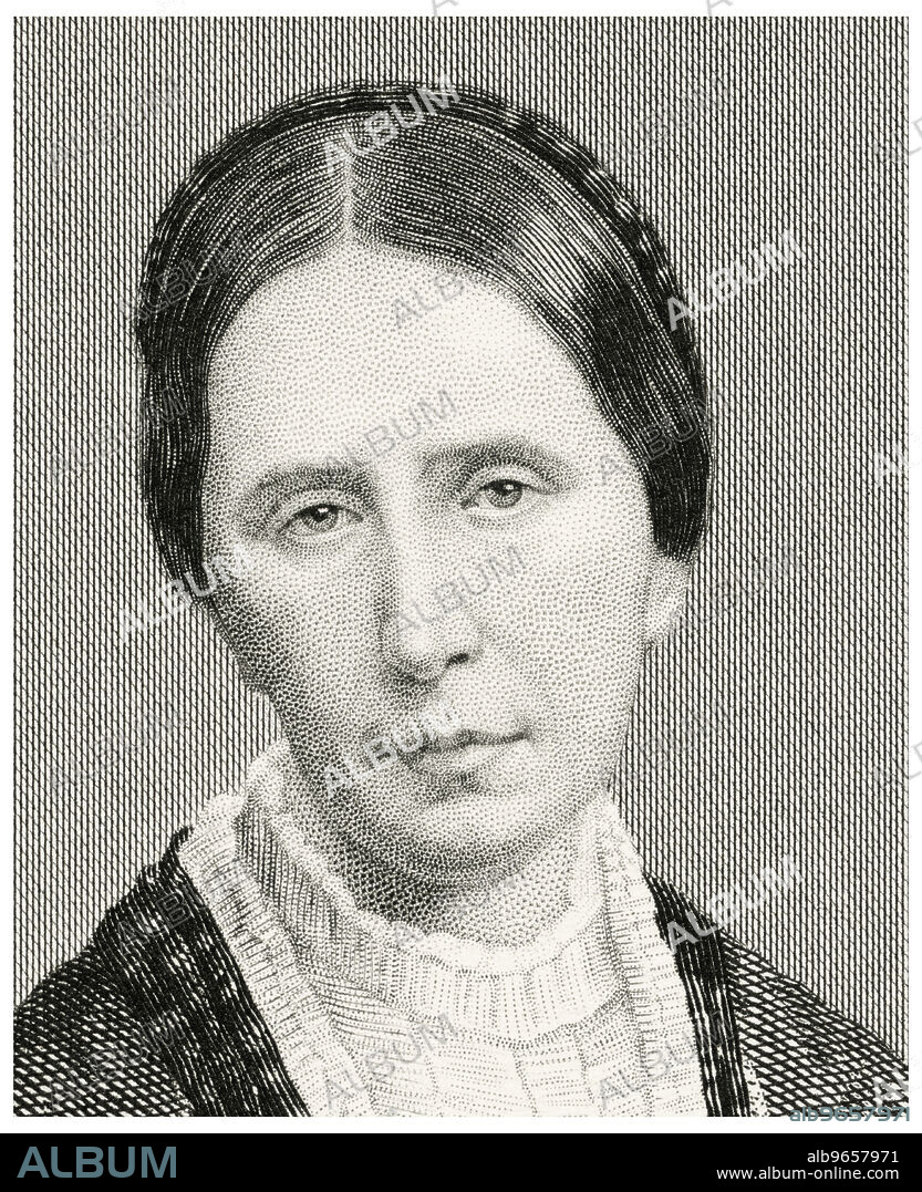 Angela Burdett-Coutts (1814-1906), 1st Baroness Burdett-Coutts, English Heiress and Philanthropist, Head and Shoulders Portrait, Steel Engraving, Portrait Gallery of Eminent Men and Women of Europe and America by Evert A. Duyckinck, Published by Henry J. Johnson, Johnson, Wilson & Company, New York, 1873.