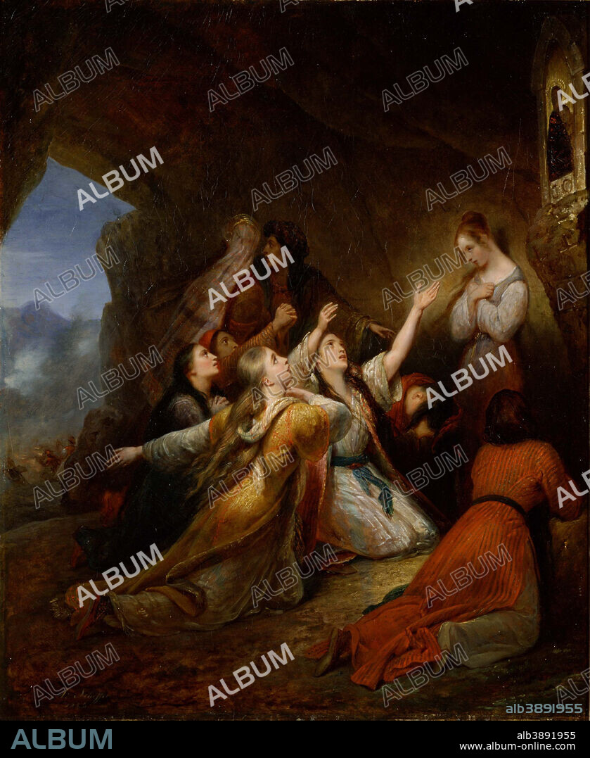 ARY SCHEFFER. Greek Women Imploring at the Virgin of Assistance. Date/Period: 1826. Painting. Oil on canvas Oil on canvas. Height: 650 mm (25.59 in); Width: 550 mm (21.65 in).