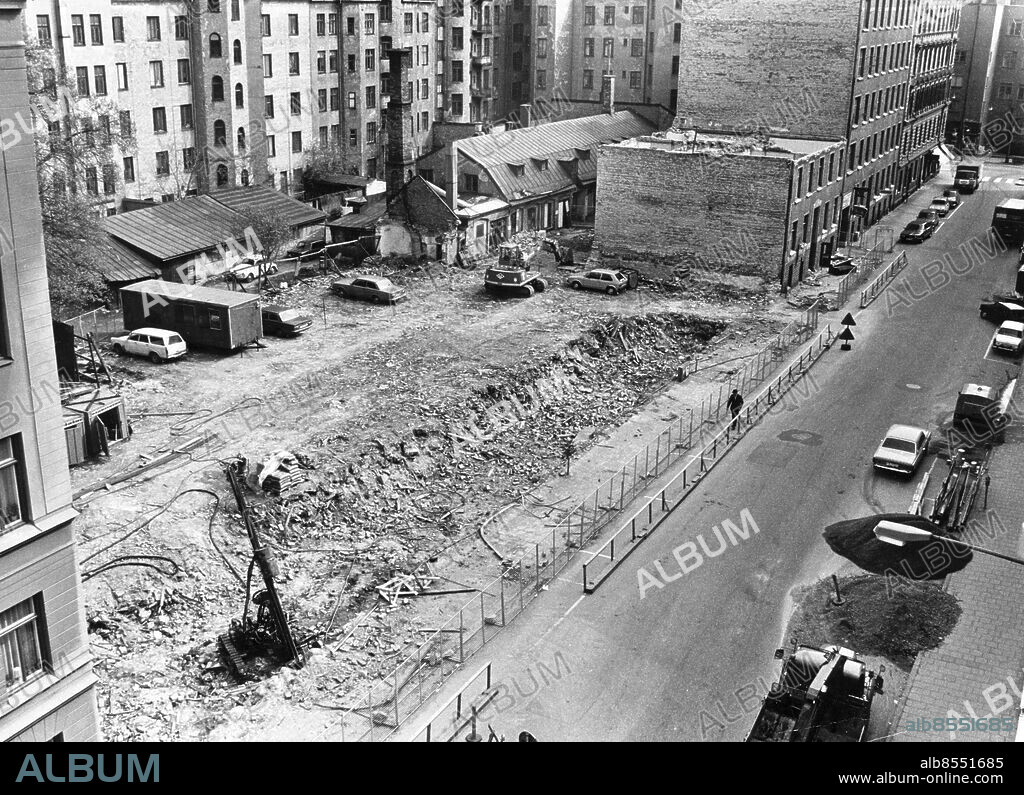 Stockholm 1979-05-18. Kvarteret Mullvaden efter rivningen. Foto: Jonny Graan / Expressen / TT / Kod: 16. ** AFTONBLADET OUT **.