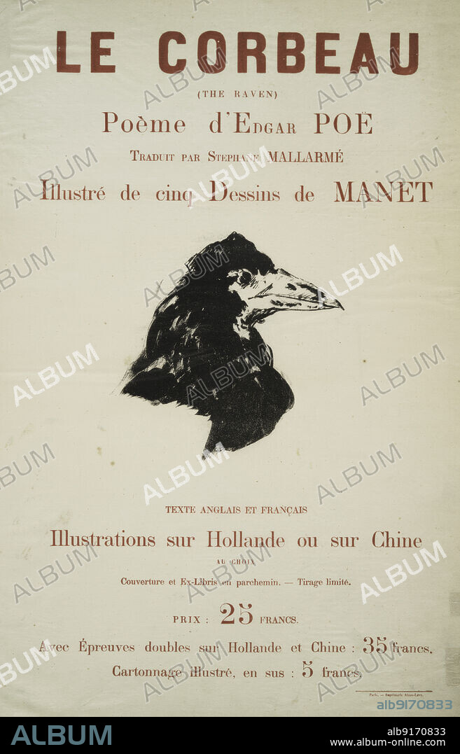 STEPHANE MALLARME. Le corbeau..., c1875. [Publisher: Richard Lesclide; Place: Paris]  Additional Title(s): Poster.